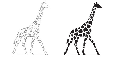 Professional giraffe silhouette with elegant line art – sleek vector illustration – giraffe icon – giraffe illustration – giraffe lineart

