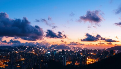 Naklejka premium City skyline at sunrise (1)