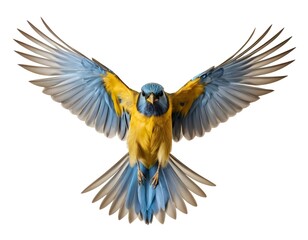 Blue-winged Yellow Bird in Flight