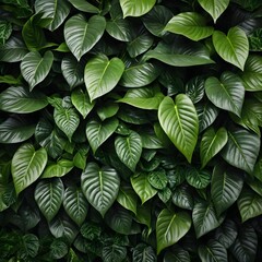 Fototapeta premium Lush Green Tropical Leaves Background