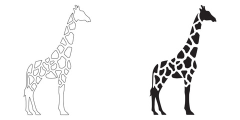 High-quality giraffe silhouette illustration – sleek vector lines and clean line art – giraffe icon – giraffe illustration – giraffe lineart

