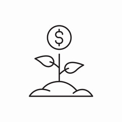 Money plant growth finance icon vector sign