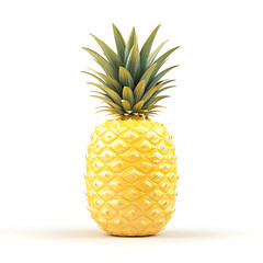 A fresh and juicy pineapple slice with a vibrant yellow color and textured surface, isolated white background, hyperrealism art style