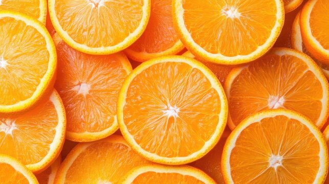 Full Frame Background of Fresh Orange Slices – Vibrant Citrus Fruit Arrangement for Bright Visual Appeal