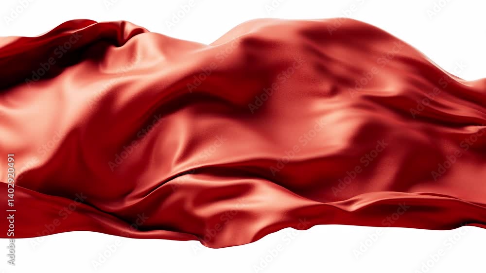 Poster flowing red wave cloth with alpha channel, 3d rendering.