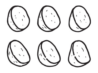 Potato Wedges set line art illustration