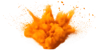 Vibrant Orange Powder Explosion on Transparent Background for Creative Design Projects