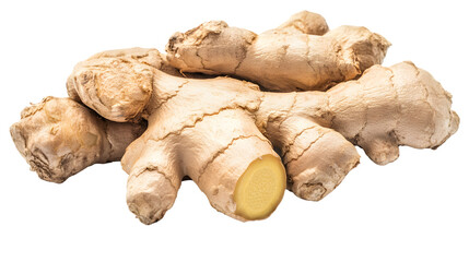 Fototapeta premium Fresh Ginger Root on White Background: Professional Culinary Image for Cooking and Wellness Concepts