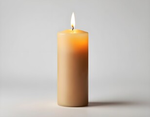 Lit Candle on White Background