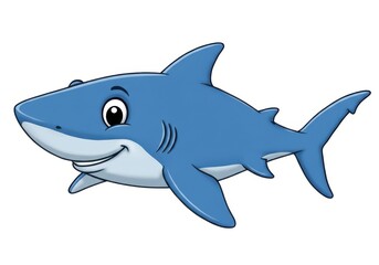 Obraz premium Cartoon shark vector illustration for children and design isolated on white background