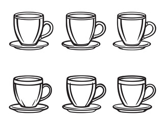 Coffee Mug Line Sketch Collection for Cafes