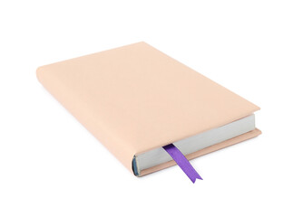 Book with ribbon bookmark isolated on white