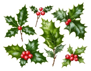 Obraz premium Holly Berries and Leaves Collection