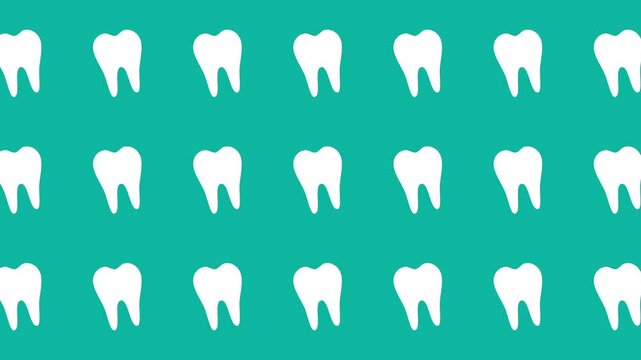Dental pattern with white teeth on green background