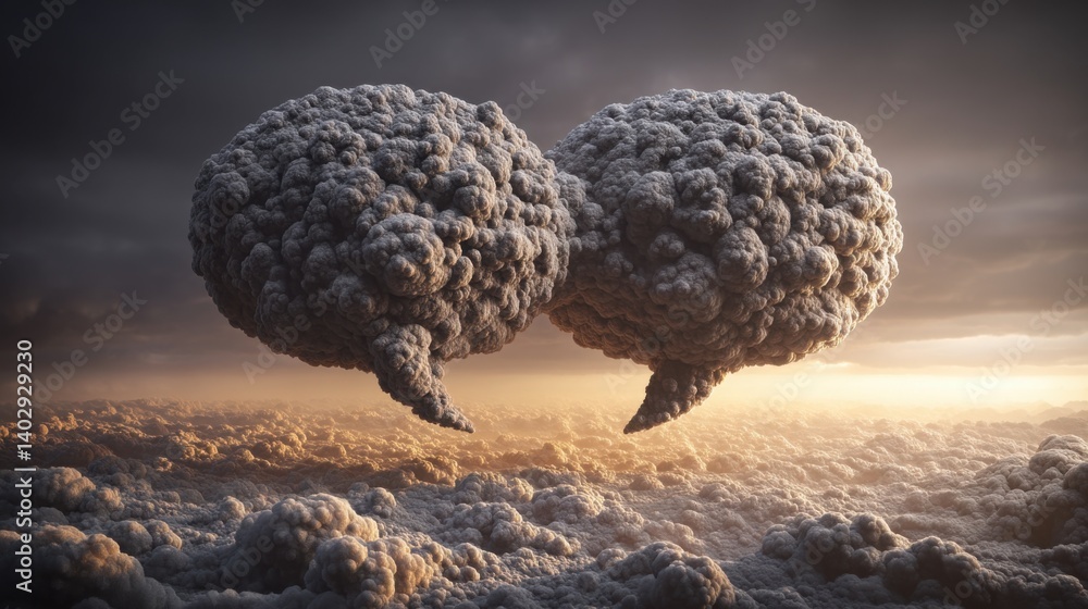 Aufkleber adorable pair of white clouds floating together in a bright blue sky creating a charming and serene 