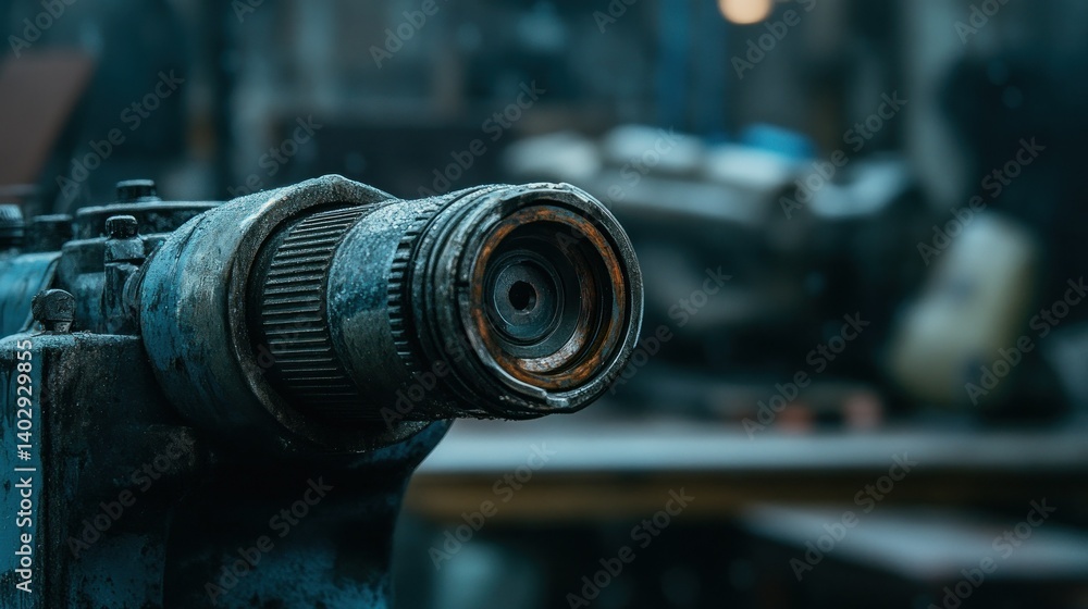 Poster a close up image of a machinery component part