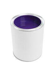 Can of purple paint isolated on white