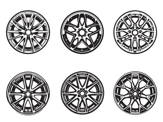 Alloy Wheels Line Art Icon Set Clear Minimalist Design