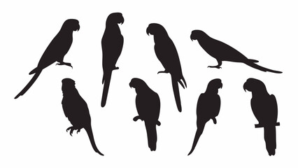 Parrot Macaw silhouette vector set
