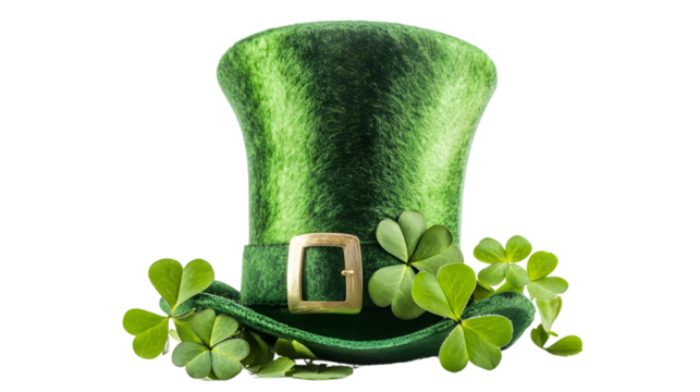 Leprechaun Top Hat with Shamrock - Festive Celebration Concept for St. Patrick's Day