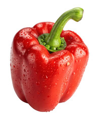 Vibrant Red Bell Pepper: A stunning shot of a single, juicy red bell pepper, with water droplets, capturing the essence of freshness and culinary delight.