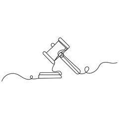 Gavel icon  continuous one line drawing  outline vector illustration 