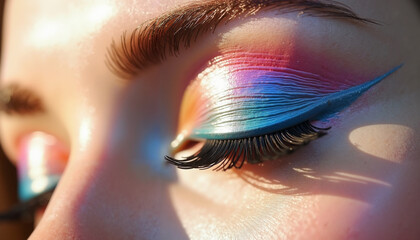 Colorful eye makeup showcasing vibrant lashes in natural light  