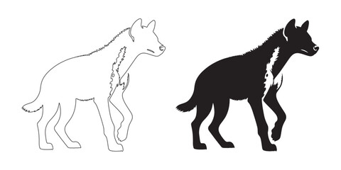 Elegant hyena silhouette with fine vector lines – sleek design for digital use – hyena icon – hyena illustration – hyena lineart

