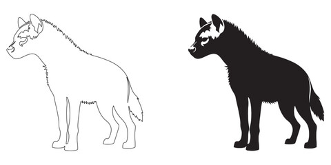 Detailed hyena silhouette in professional vector format – perfect for nature and outdoor designs – hyena icon – hyena illustration – hyena lineart

