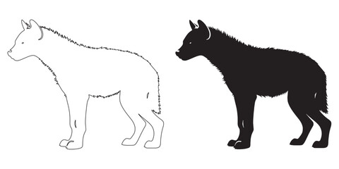Wild hyena silhouette with smooth vector lines – sleek and minimalist design – hyena icon – hyena illustration – hyena lineart

