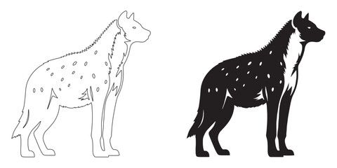 Clean hyena silhouette in flat vector style – sleek and simple design – hyena icon – hyena illustration – hyena lineart

