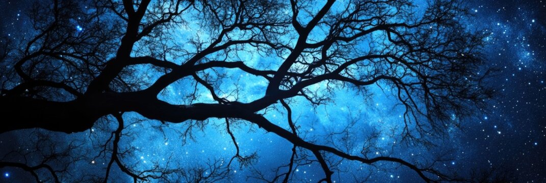 branches of tree against the background of the starry sky