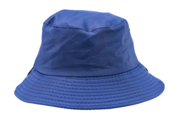 A navy blue cotton bucket hat with a wide brim designed for outdoor activities casual wear and sun protection