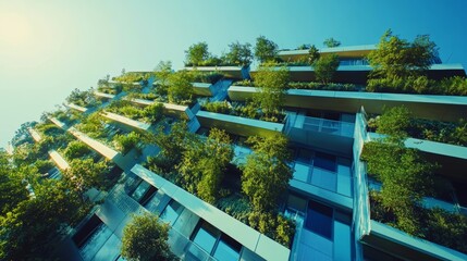 Eco friendly building with sky gardens green architecture sustainable design modern building 