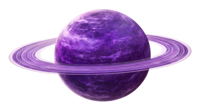 Purple Ring Planet Illustration with Transparent Background for Professional Projects - Powered by Adobe