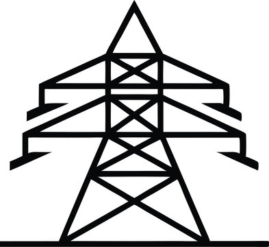 recommend clip art: Minimalist Black And White Line Art Illustration Of An Electrical Power Transmission Tower Energy Infrastructure Structure, power tower, electrical tower, transmission tower, electricity pylon, power 