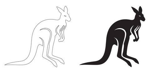 Minimalistic kangaroo silhouette with smooth vector detailing – perfect for modern designs – kangaroo icon – kangaroo illustration – kangaroo lineart


