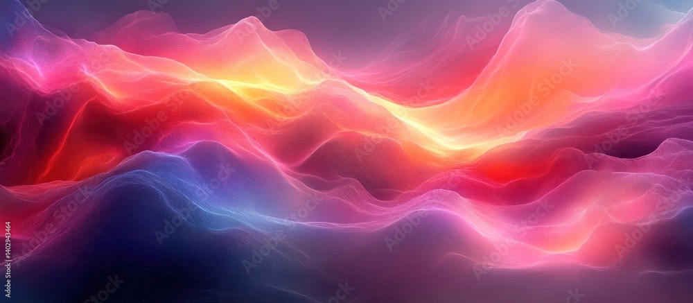 Poster abstract gradient waveform landscape with vibrant colors and lines