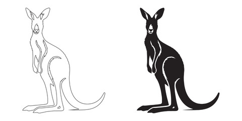 Wild kangaroo silhouette designed in modern vector style – perfect for logo and branding use – kangaroo icon – kangaroo illustration – kangaroo lineart

