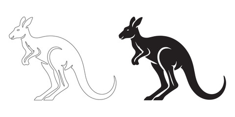 Dynamic kangaroo silhouette in modern line art style – sleek and minimalistic – kangaroo icon – kangaroo illustration – kangaroo lineart

