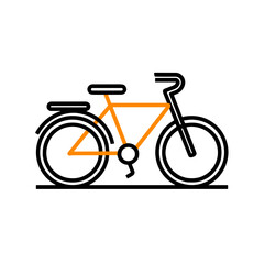 Fototapeta premium Simple Line Bike Icon in Black and Orange 