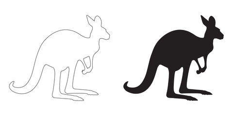 Timeless kangaroo silhouette in minimalist vector style – perfect for digital art and nature projects – kangaroo icon – kangaroo illustration – kangaroo lineart

