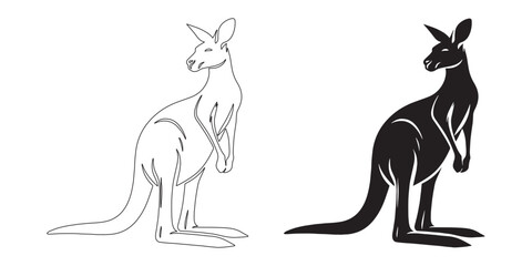 Playful kangaroo silhouette with clean, smooth vector lines – perfect for logos and branding use – kangaroo icon – kangaroo illustration – kangaroo lineart


