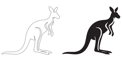 High-quality kangaroo silhouette with bold vector lines – perfect for outdoor and nature designs – kangaroo icon – kangaroo illustration – kangaroo lineart

