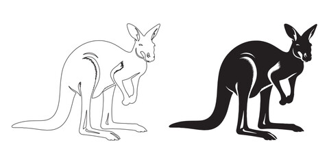 Stylish kangaroo silhouette in clean vector design – sleek and modern line art – kangaroo icon – kangaroo illustration – kangaroo lineart

