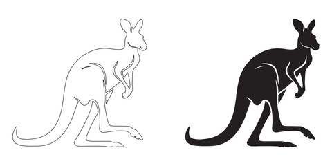 Bold kangaroo silhouette designed with modern vector lines – perfect for digital and print designs – kangaroo vector – kangaroo illustration – kangaroo lineart

