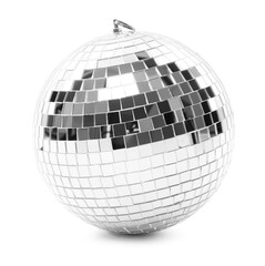 One shiny disco ball isolated on white