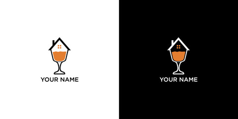 Creative Merge of House Icons and Party Glasses in Vector Graphic Design