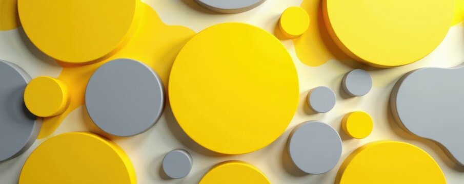 Simple yet striking yellow and grey shapes in a circular pattern, circular, design