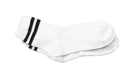 Pair of socks isolated on white, top view